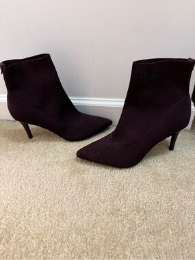 Calvin Klein Burgundy Pointed Toe Stiletto Ankle Boot